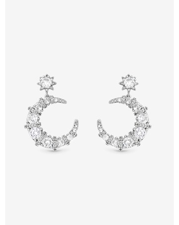 Jon Richard Rhodium Plated and Cubic Zirconia Celestial Drop Earrings