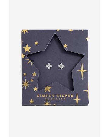 Simply Silver Sterling Silver 925 CZ Floral Clover Earrings - Gift Sleeve