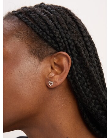 Simply Silver Sterling Silver 925 CZ Open Heart Earrings - Gift Sleeve