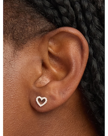 Simply Silver Sterling Silver 925 CZ Open Heart Earrings - Gift Sleeve