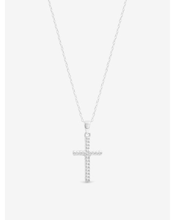 Simply Silver Sterling Silver 925 Polished Ridged Cross Pendant