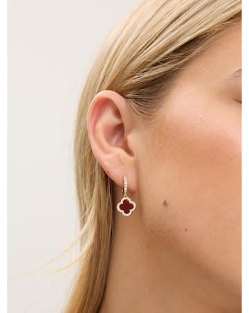 Jon Richard Gold Plated and Carnelian Clover Huggie Earrings