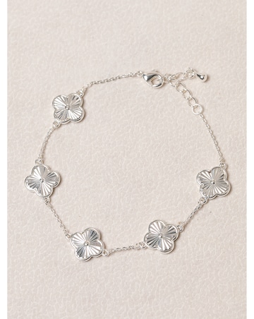 Jon Richard Silver Plated Diamond Cut Clover Bracelet