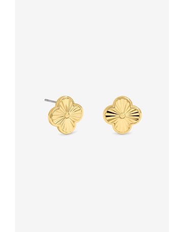 Jon Richard 14K Gold Plated Diamond Cut Clover Earrings