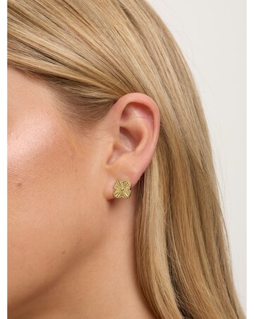 Jon Richard 14K Gold Plated Diamond Cut Clover Earrings