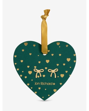 Jon Richard 18K Gold Plated Bow Earrings - Hanging Heart