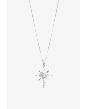 Simply Silver Sterling Silver 925 Cubic Zirconia and Opal Celestial Pendant