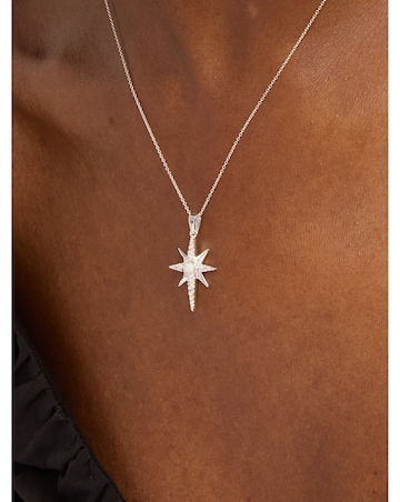 Simply Silver Sterling Silver 925 Cubic Zirconia and Opal Celestial Pendant