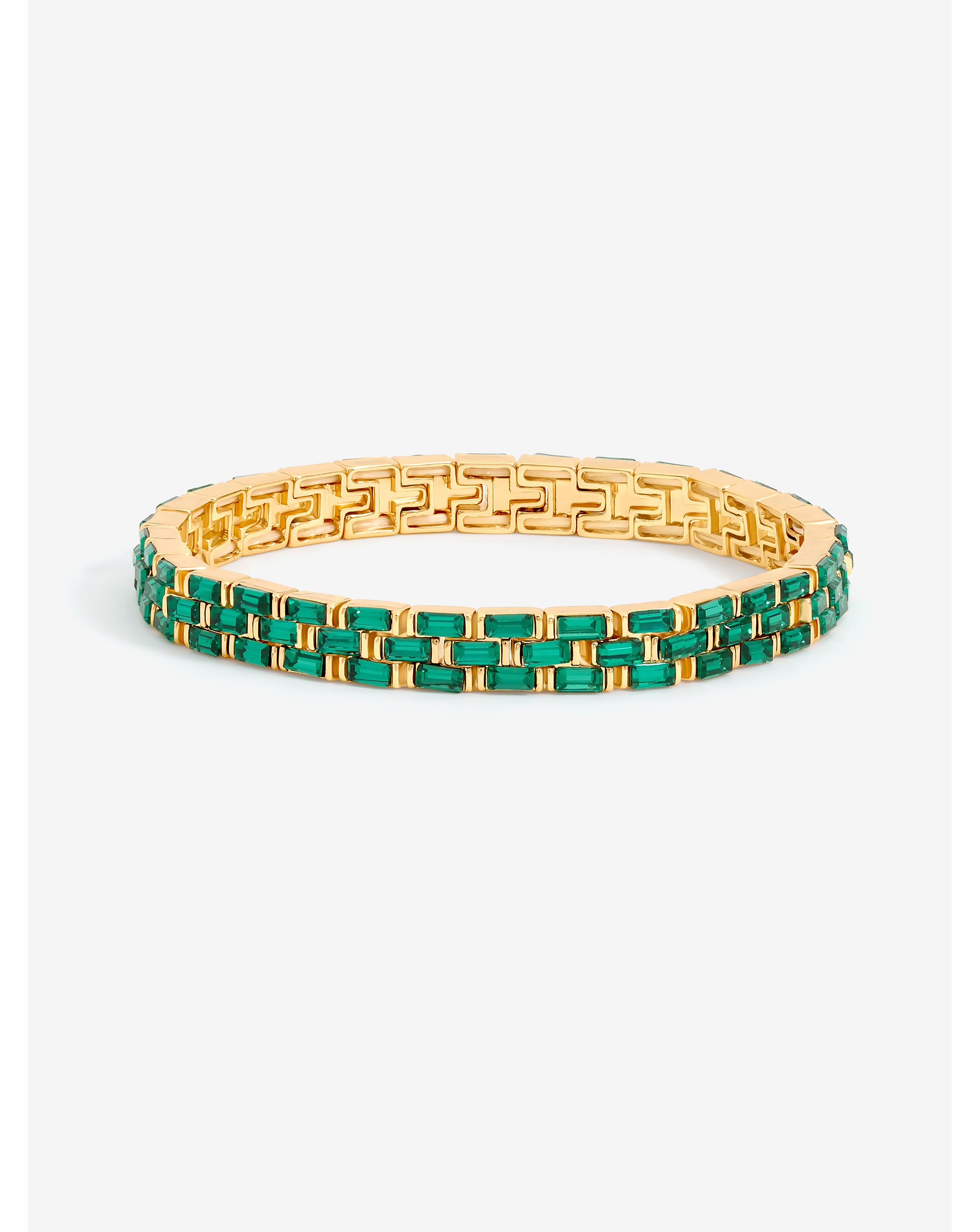 Gold Plated Emerald Chain Bracelet