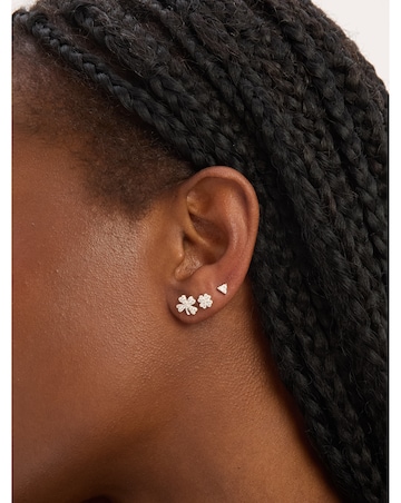 Simply Silver Sterling Silver 925 Cubic Zirconia Clover Earrings - Pack of 3