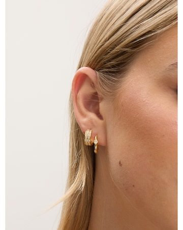 Jon Richard 14K Gold Plated Polished and Pave Hoops - Pack of 2