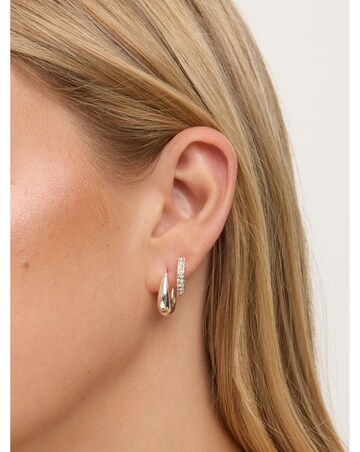 Jon Richard 14K Gold Plated Polished and Pave Hoops - Pack of 2