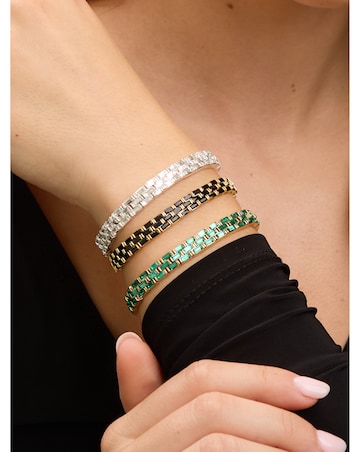 Jon Richard Silver Plated and Crystal Chain Stretch Bracelet
