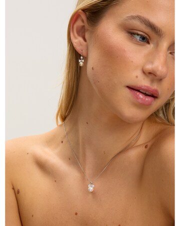 Jon Richard Rhodium Plated Crystal Bow and Pearl Drop Set - Gift Box