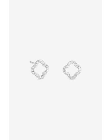 Simply Silver Sterling Silver 925 CZ Open Clover Earrings - Gift Cracker