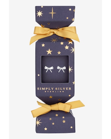 Simply Silver Sterling Silver 925 Cubic Zirconia Bow Earrings - Gift Cracker