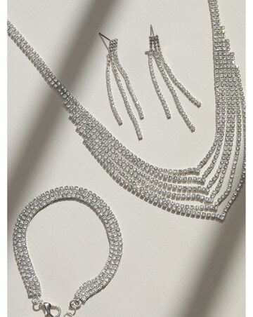 Mood Silver Crystal Multirow Three Piece Set