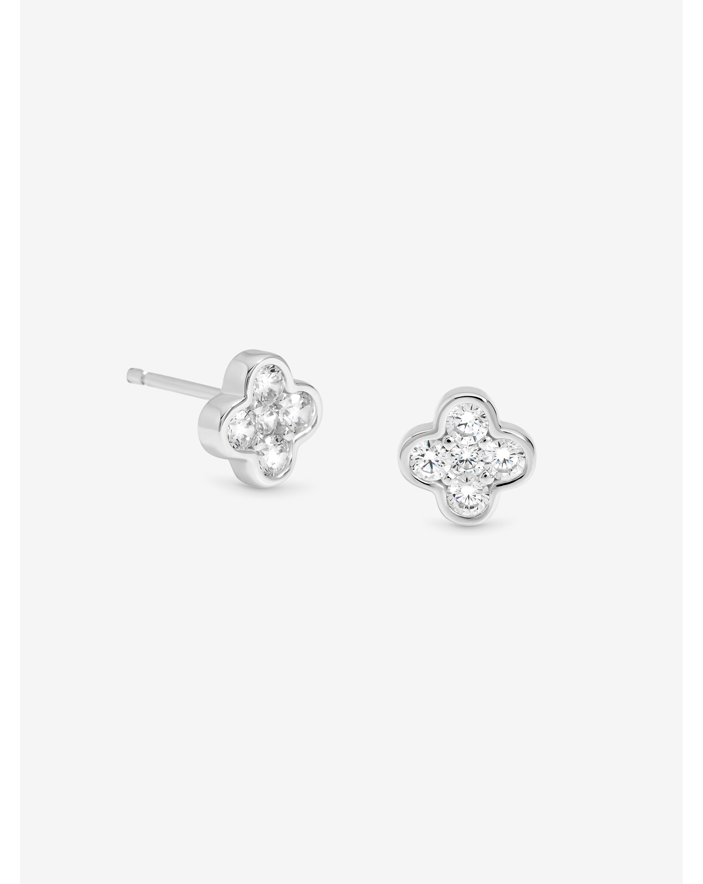 Sterling Silver 925 CZ Clover Studs