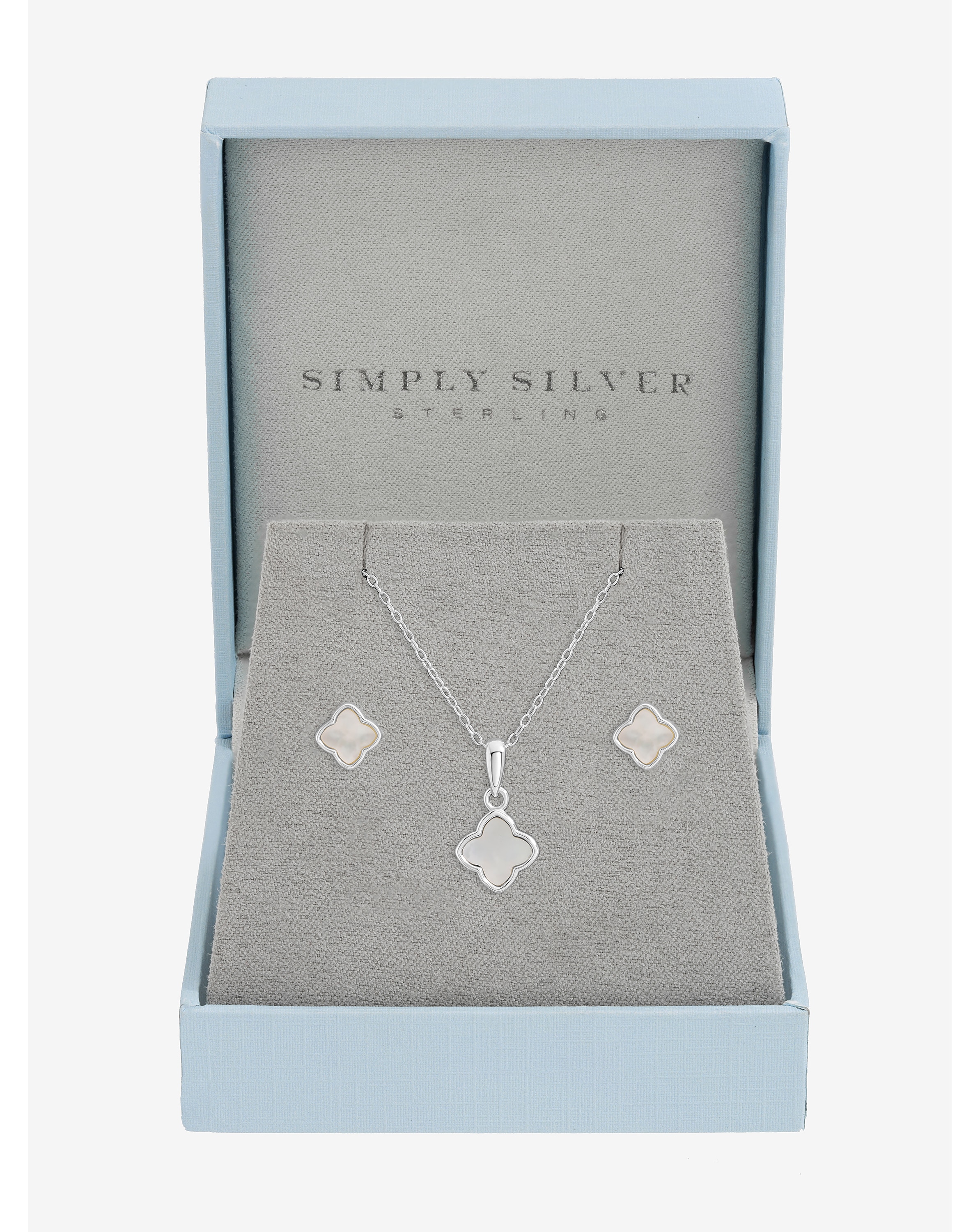 Sterling Silver 925 MOP Clover Set