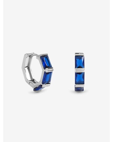 Jon Richard Silver Plated and Sapphire Hoop Earrings