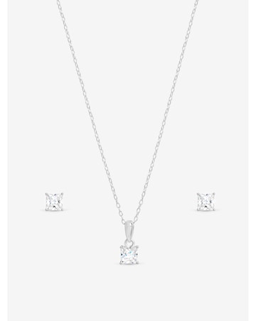 Simply Silver Sterling Silver 925 Cubic Zirconia Cushion Set