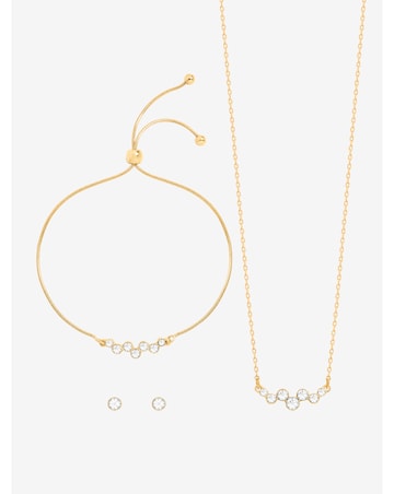 Jon Richard Gold Plated Bubble Crystal Trio Set - Gift Box