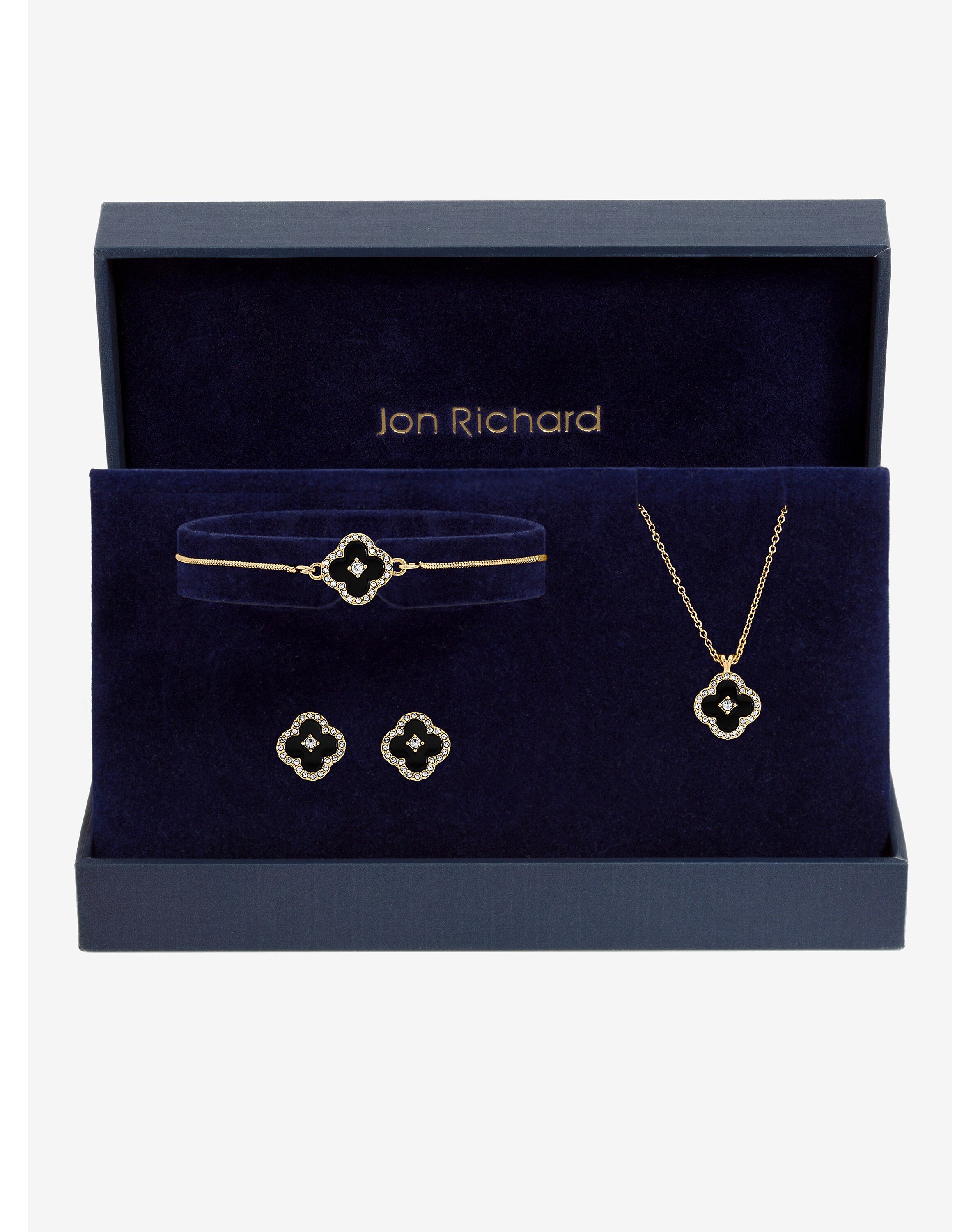 Jon Richard Gold and Jet Clover Trio Set