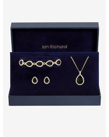 Jon Richard Gold & Jet Pear Drop Set