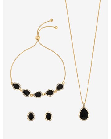 Jon Richard Gold & Jet Pear Drop Set