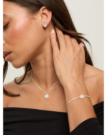 Jon Richard Silver Plated and Pave Clover Trio Set - Gift Box