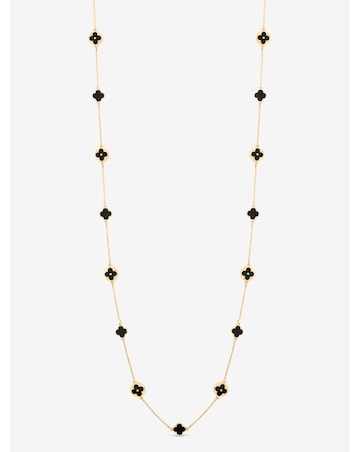 Mood Gold & Jet Long Clover Necklace