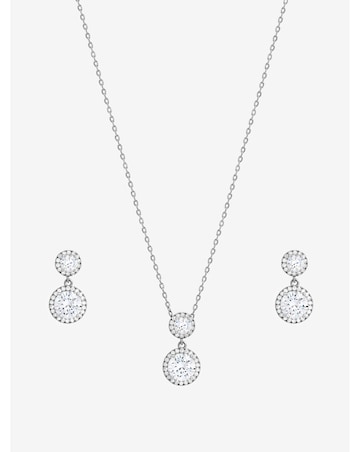 Jon Richard Rhodium Plated and Cubic Zirconia Double Halo Drop Set - Gift Box