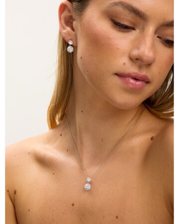 Jon Richard Rhodium Plated and Cubic Zirconia Double Halo Drop Set - Gift Box