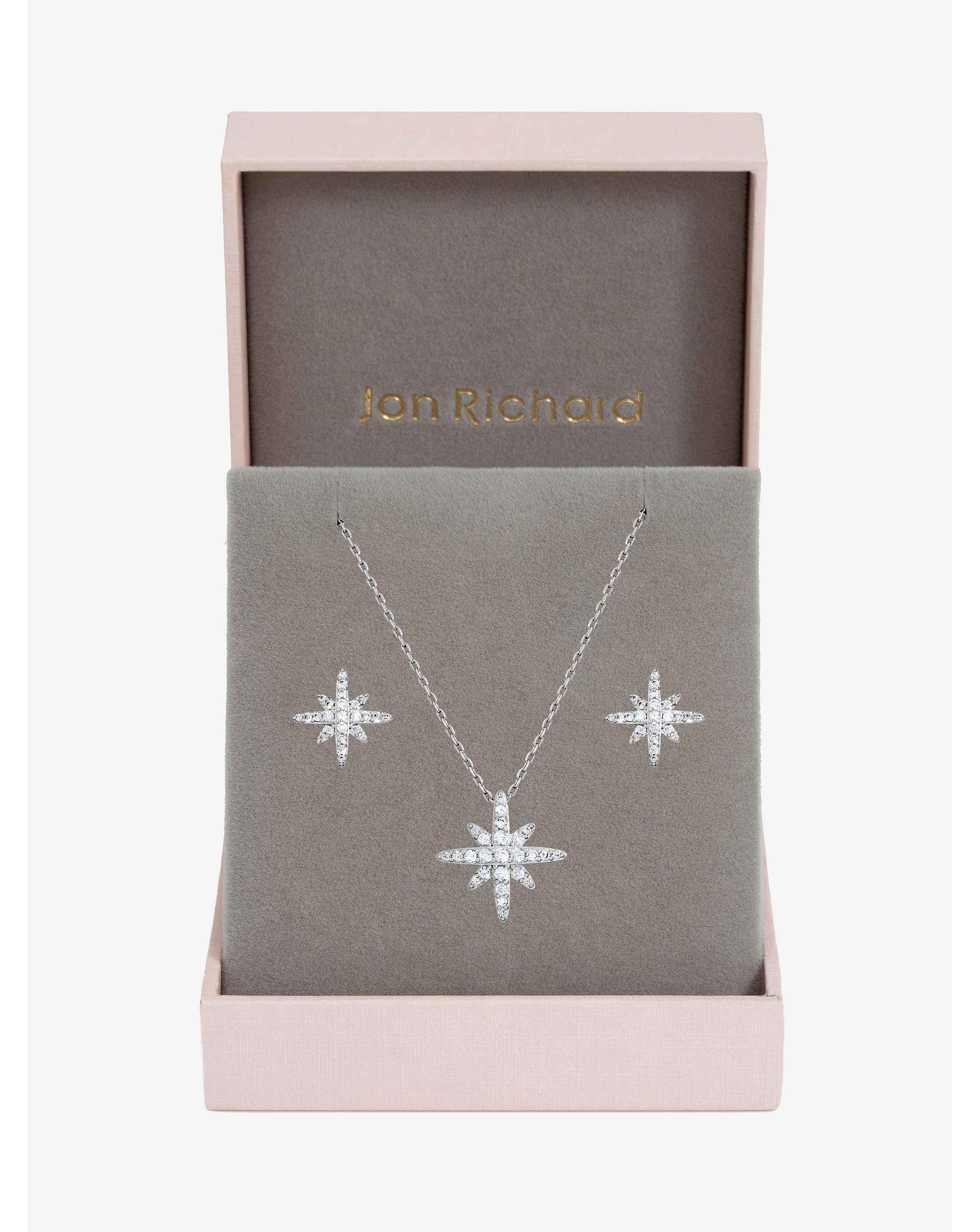 Jon Richard Rhodium Plated Pave Star Set