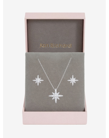 Jon Richard Rhodium Plated and Pave Star Set - Gift Box
