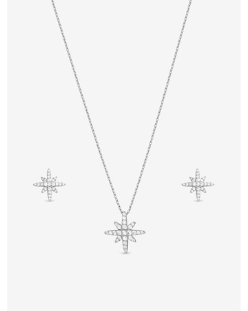Jon Richard Rhodium Plated and Pave Star Set - Gift Box