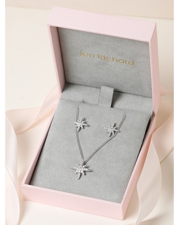 Jon Richard Rhodium Plated and Pave Star Set - Gift Box