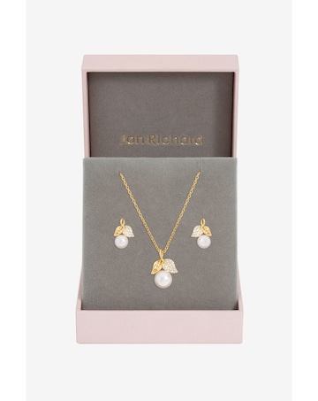 Jon Richard CZ Pearl Leaf Set - Gift Box