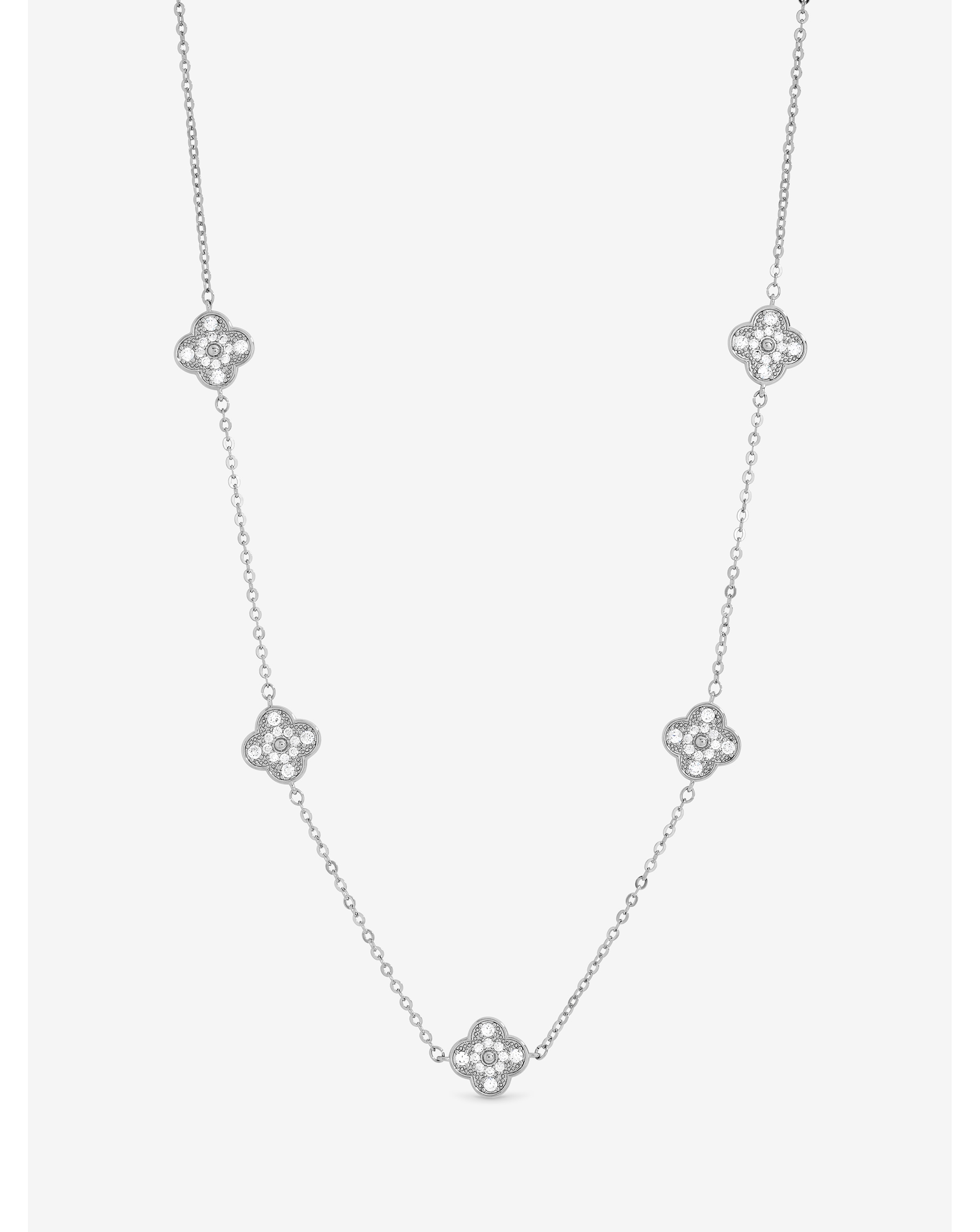 Jon Richard Rhodium Clover Necklace