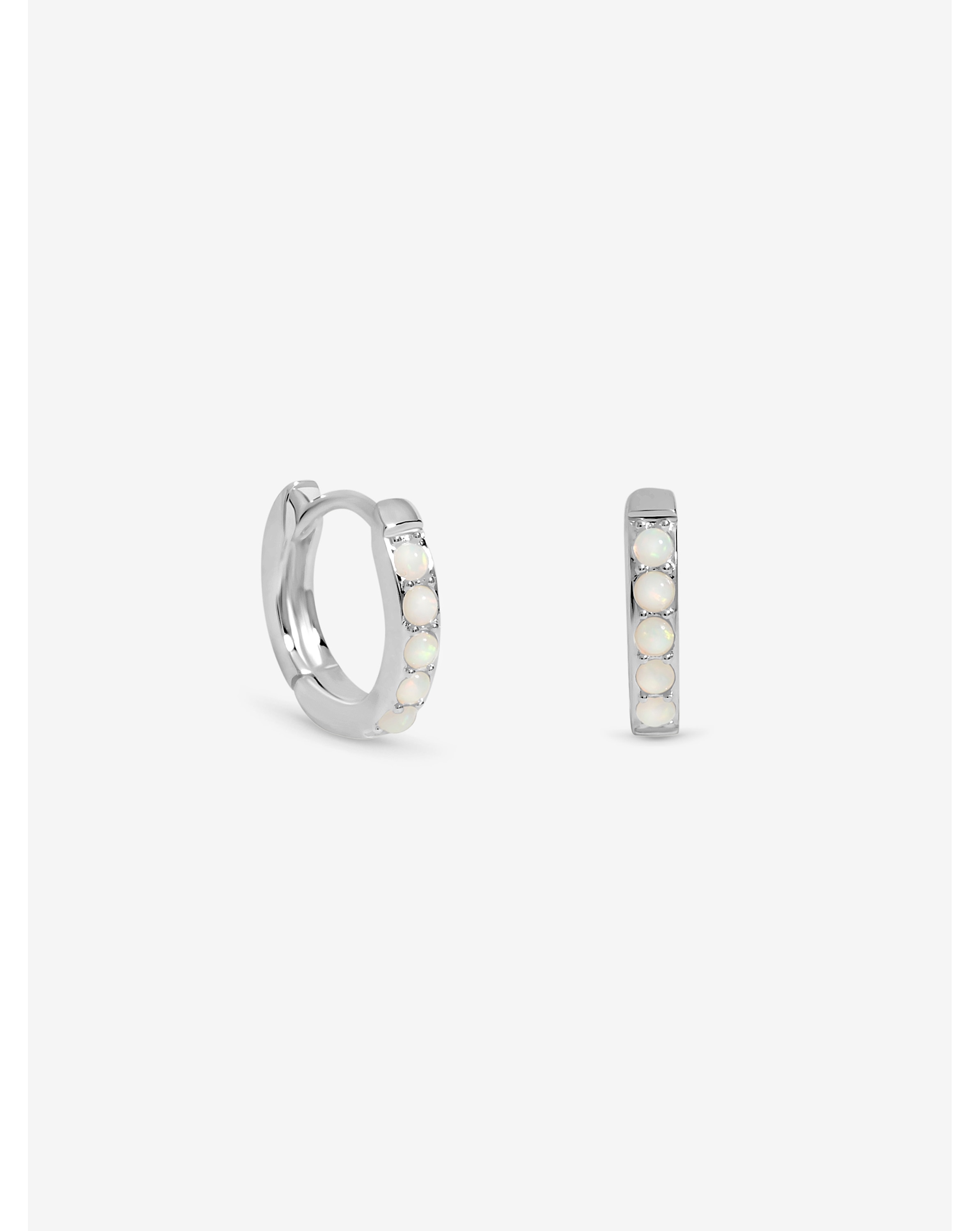 Sterling Silver 925 CZ Opal Hoops