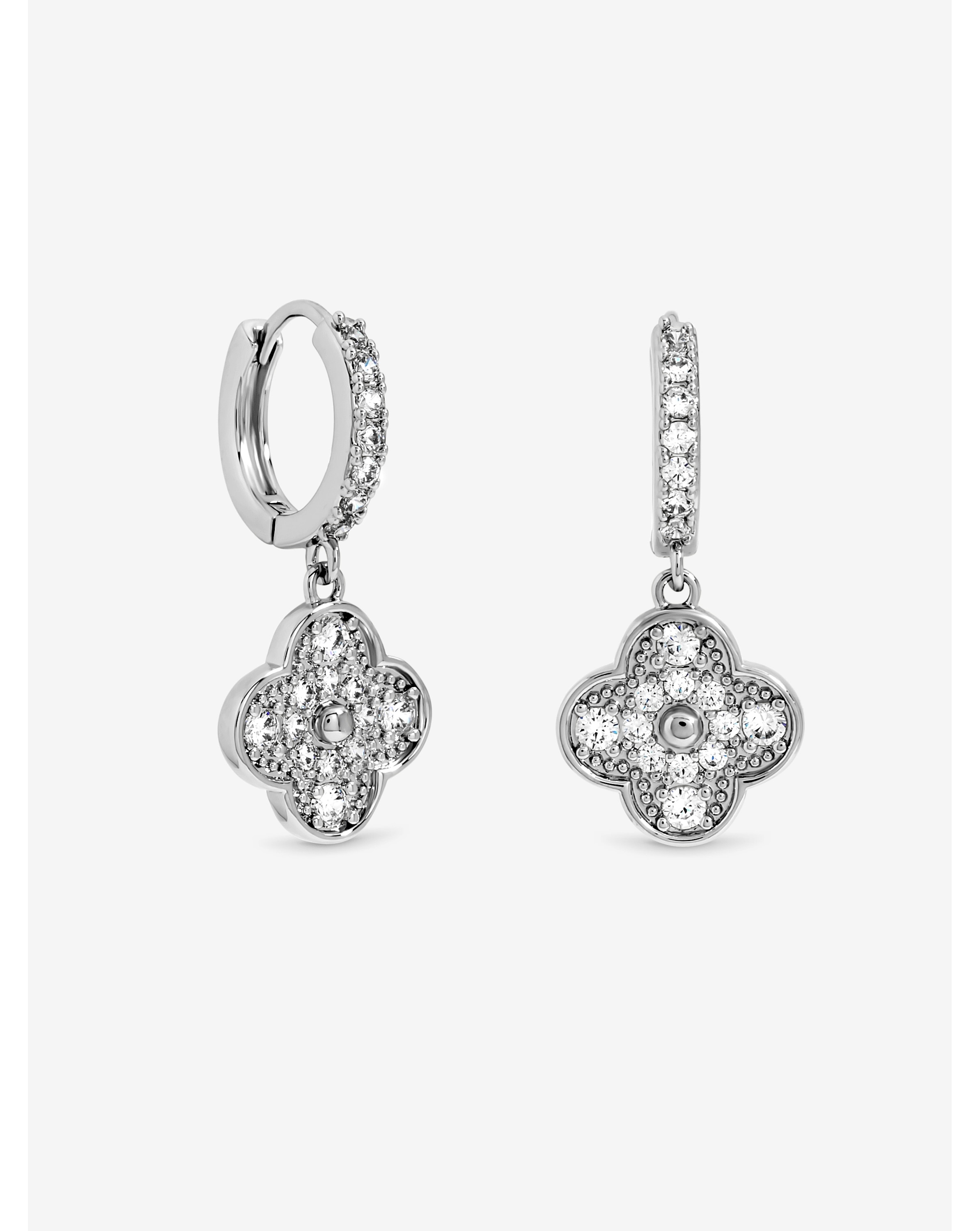 Jon Richard Rhodium Clover Earrings