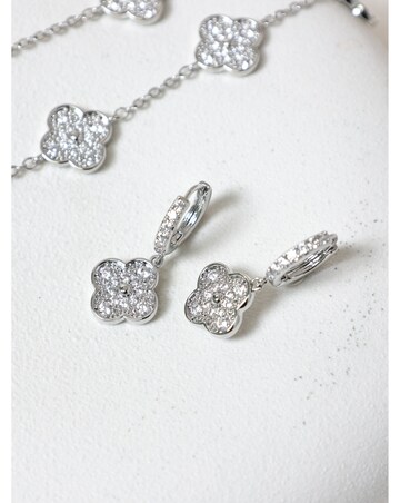 Jon Richard Rhodium Clover Earrings