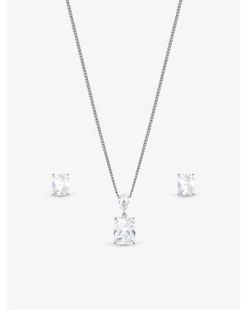 Jon Richard Rhodium Plated Crystal Open Stone Pendant Set - Gift Box