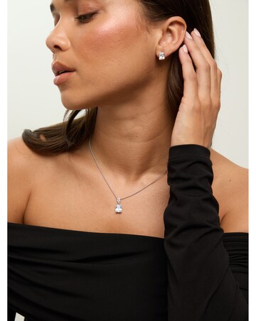 Jon Richard Rhodium Plated Crystal Open Stone Pendant Set - Gift Box