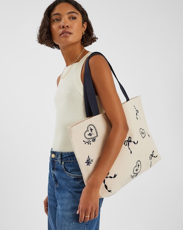 Accessorize Bow Embroidered Shopper Bag