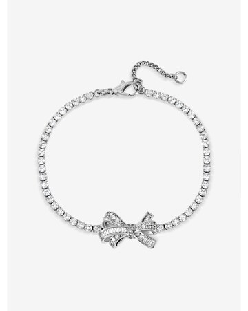 Jon Richard Rhodium Plated Cubic Zirconia Bow Tennis Bracelet