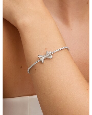 Jon Richard Rhodium Plated Cubic Zirconia Bow Tennis Bracelet