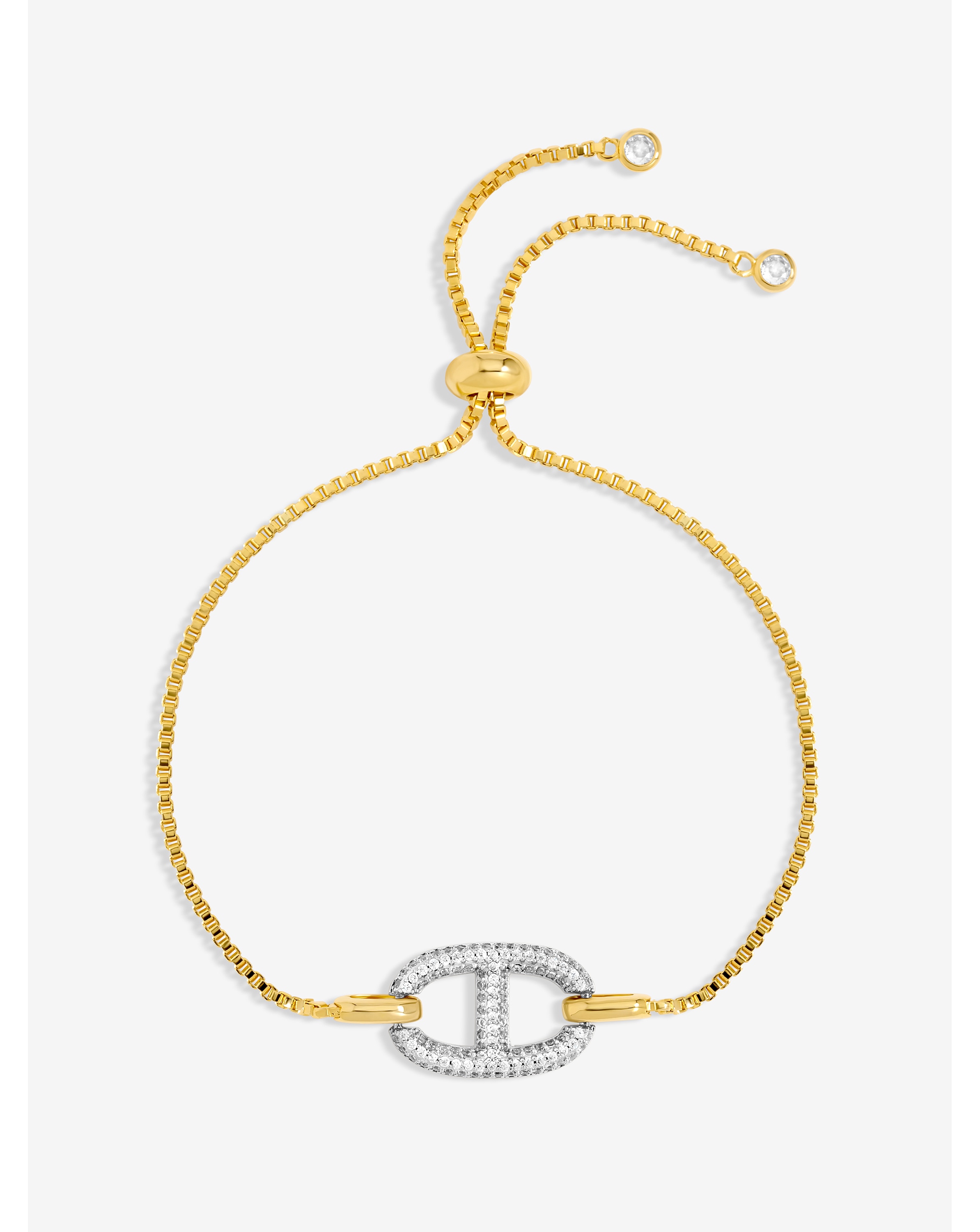 18K Gold Plated Crystal Toggle Bracelet