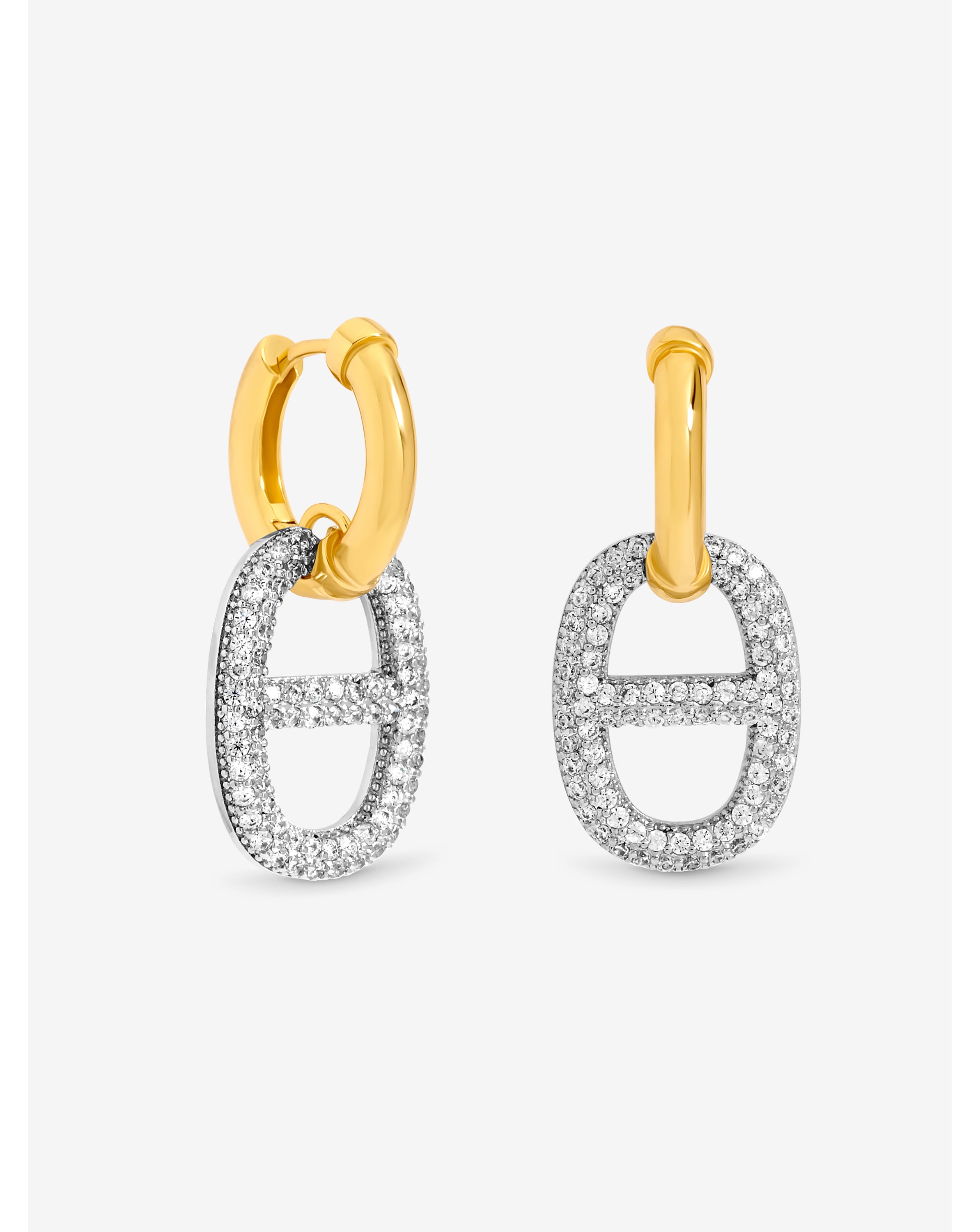 18K Gold Plated Crystal Link Earrings