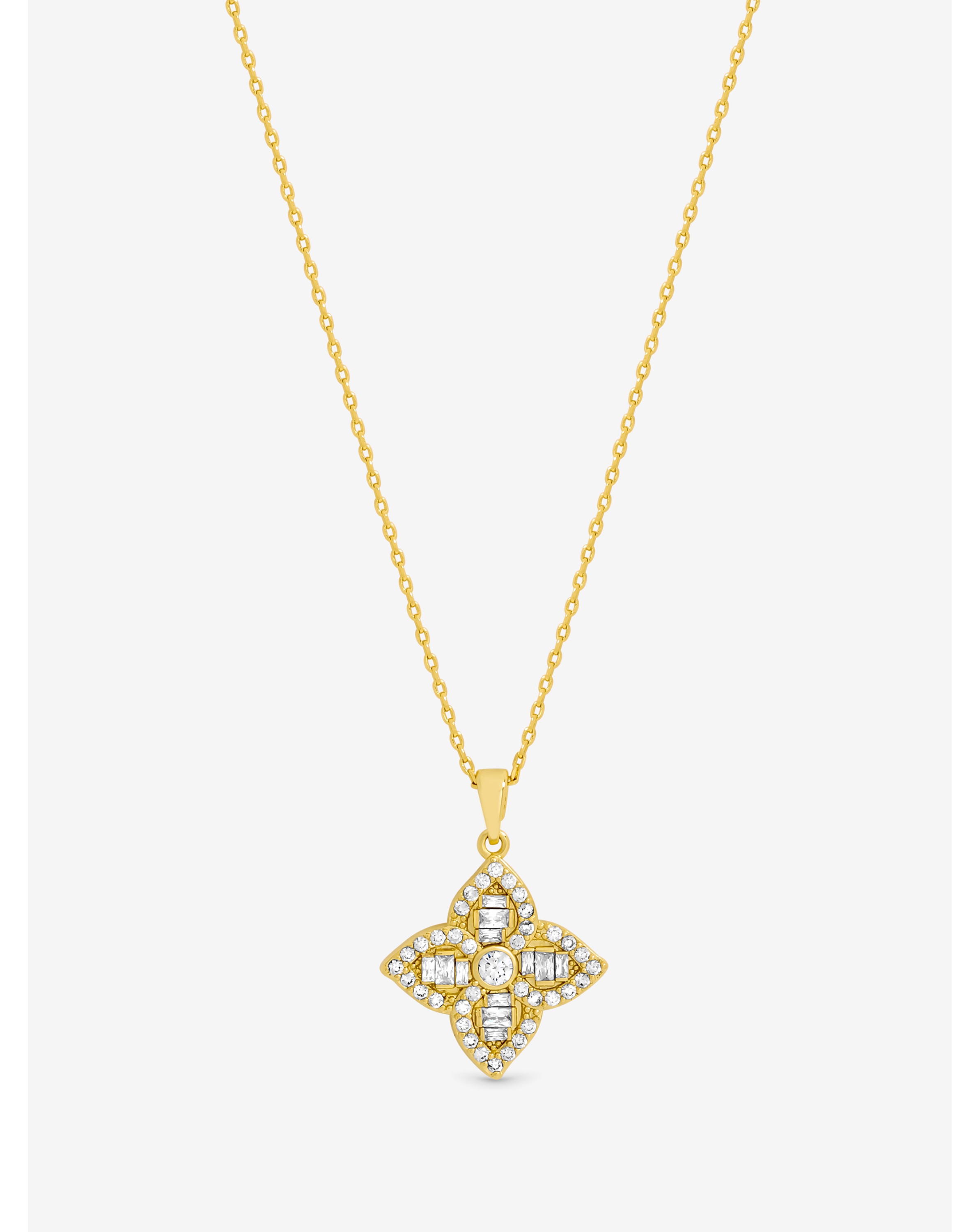 18K Gold Plated Crystal Clover Necklace